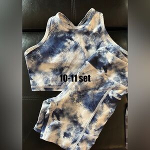 Zyia Girls Blue and White Tie-Dye Activewear Set Size 10-11